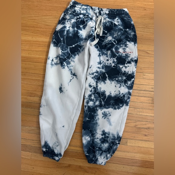 Civil Regime Pants - RARE Civil Regime Marbled Jogger Sweatpants - Navy and White